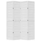 Room Divider 4 Panels White Solid Wood Paulownia 358787