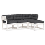 4 Piece Garden Lounge Set with Cushions White Solid Wood Pine 3216911