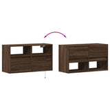 TV Wall Cabinet with LED Lights Brown Oak 80x31x45 cm 852333