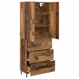 Highboard with Drawer 2 pcs Old Wood Engineered Wood and Glass 3415638