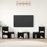 TV Cabinet Set Wall-mounted 6 pcs Black Oak Engineered Wood 3393163