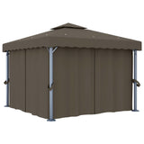 Gazebo with Curtain&LED String Lights 3x3 m Taupe 3070349