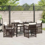 Garden Dining Set 5 pcs Brown Poly Rattan 3380782