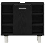 Bathroom Furniture Set with Door 3 pcs Black 30 x 30 x 179.5 cm 3333049