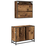 Bathroom Furniture Set with Door 2 pcs Old Wood Engineered Wood 3402426