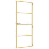 Interior Door Slim Golden 83x201.5 cm Tempered Glass and Aluminium 155137