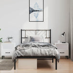 Metal Bed Frame without Mattress with Headboard Black 100x200cm 372174