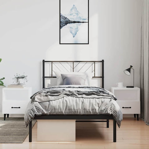 Metal Bed Frame without Mattress with Headboard Black 100x200cm 372174