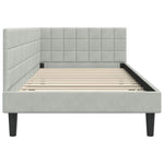 Corner Bed Frame with Headboard Light grey 90 x 200 cm Velvet 42016428