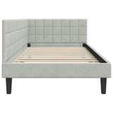 Corner Bed Frame with Headboard Light grey 90 x 200 cm Velvet 42016428