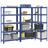 5-Layer Storage Shelves 3 pcs Blue Steel&Engineered Wood 3307592