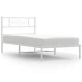 Metal Bed Frame without Mattress with Headboard White 100x190cm 355310
