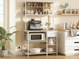 Kitchen Baker's Rack, Microwave Stand with Storage Shelves and 6 Hooks for Small Spaces T3398P553403