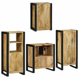 Bathroom Furniture Set with Shelf 4 pcs Brown Solid Mango Wood 3305700
