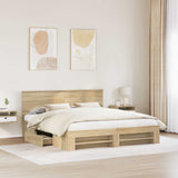 Bed Frame Sonoma Oak 200 x 200 cm Engineered Wood 3408727
