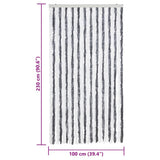 Fly Curtain Grey and White 100x230 cm Chenille 377370