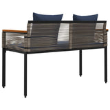 Outdoor Bench Grey and Navy Blue 117 x 54 x 74.5 cm Poly Rattan 42025241