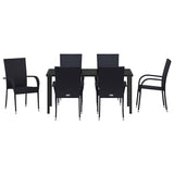 Garden Dining Set 7 pcs Black Powder-Coated Steel 3379405