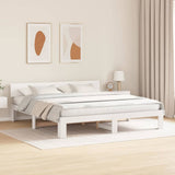 Bed Frame with Headboard White 200 x 200 cm Solid Pine Wood 872639