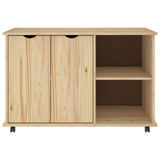 Rolling Cabinet Brown 100 x 39 x 65.5 cm Solid Pine Wood 42032399