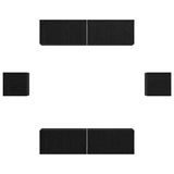 TV Cabinet Set Wall-mounted 6 pcs Black Oak Engineered Wood 3393400