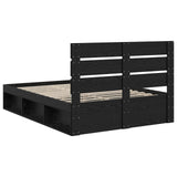 Bed Frame with Headboard Black 150 x 200 cm Solid Pine Wood 3411729