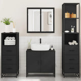 ZNTS 4 Piece Bathroom Furniture Set Black Engineered Wood 3301245