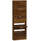 Shoe Cabinet Smoked Oak 59x17x169 cm Engineered Wood 342515