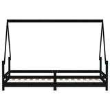 Kids Bed Frame Black 80x200 cm Solid Wood Pine 834482