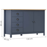 Sideboard Hill Grey 130x40x80 cm Solid Pine Wood 288933