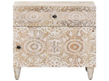 Bed cabinet with Drawer White 50 x 33 x 60 cm Solid Mango Wood 4018376