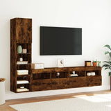 4 Piece TV Wall Units with LED Smoked Oak Engineered Wood 3216715