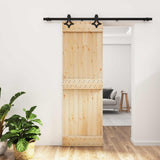 Sliding Door Natural and Black 70 x 210 cm Solid Pine Wood 3445061