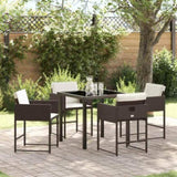 Garden Dining Set with Cushion 5 pcs Brown Poly Rattan 3380016