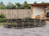 15 Piece Garden Dining Set with Cushions Grey Poly Rattan 3211532