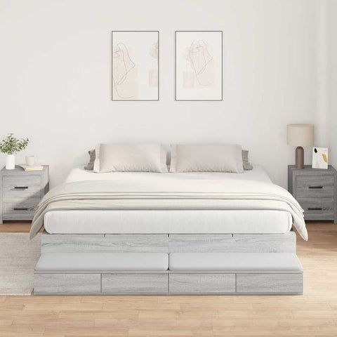 Storage Bed Frame with Drawer Grey sonoma 236.5 x 200 x 31.5 cm 3335626