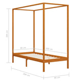 Canopy Bed Frame without Mattress Honey Brown Solid Wood 90x200cm 283256