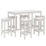 7 Piece Garden Bar Set White Solid Wood Pine 3154756