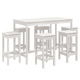 7 Piece Garden Bar Set White Solid Wood Pine 3154756