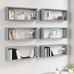 ZNTS Wall Cube Shelves 6 pcs Grey Sonoma 60x15x23 cm Engineered Wood 815929