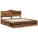 Bed Frame with Headboard Old Wood 200 x 200 cm Solid Pine Wood 3413270