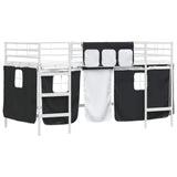 Kids'Loft Bed Frame with Curtains White and Black 100 x 200 cm 42020813
