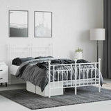 Bed Frame White Powder-Coated Steel Small Double Bed Frame 353601