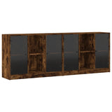 Bookcase with Doors Smoked Oak 204x37x75 cm Engineered Wood 3206535