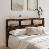 Headboard Cabinet with LED Smoked Oak 180x17x102 cm 839214