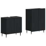 2 Piece Bathroom Cabinet Set ZWOLLE Black Engineered Wood 3417595