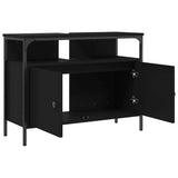 Bathroom Sink Cabinet Black Engineered wood, powder-coated steel 842441