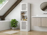 163cm Bathroom tall cabinet with adjustable drawer shelves, louvered door floor-standing storage W6296P540656