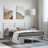 Metal Bed Frame without Mattress with Headboard White 150x200cm 355710