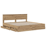 Bed Frame with Storage and Headboard Artisan Oak 180 x 200 cm 3445828